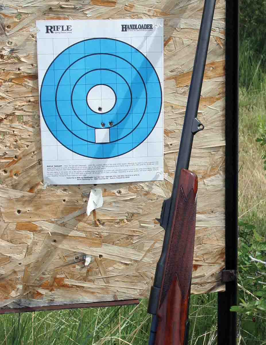 The average three-shot group at 100 yards was around 1.5 inches, which is more than adequate when using open sights for big game.